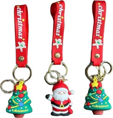 FunkyMart Rubber Christmas papa Santa Claus with Gift Key Chain Key Chain