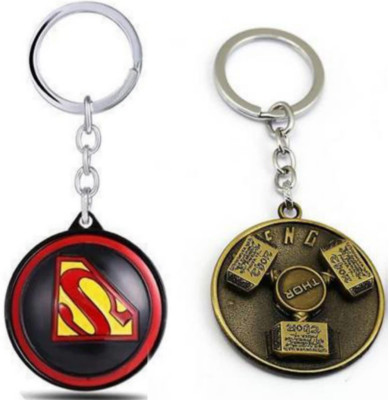 Jainsburys Combo of Superman Rotating keychain & Thor hammer Rotating keychain Key Chain