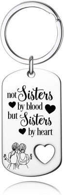 M Men Style Not Sisters By Blood But Sisters By Heart Silver Stainless Steel Keychain KeyS8 Key Chain