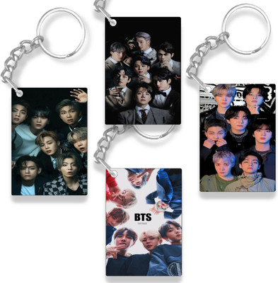 THE HATKE STORE BTS Printed Acrylic Keychain (pack of 4) Gift For Girls BTS Army Lover Gift P10 Key Chain