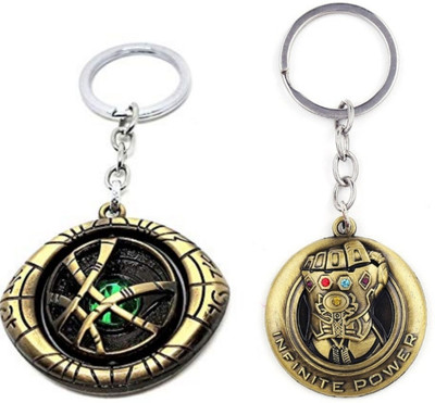 JAINSON MARTIN Combo of Dr Strange Eye And Infinity Thanos Hand Golden Rotating Shield Key Chain
