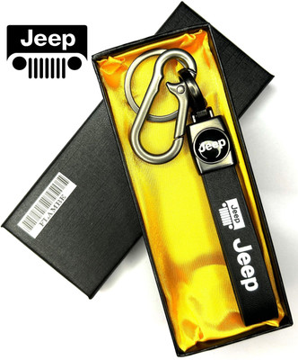 FLAMBE Model Jeep Car Brass Metal Leather Belt keychain Key Chain