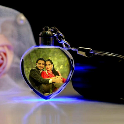 Giftsland Round Crystal Led Key chain Customized Gift Personalizes keychain print photo Key Chain