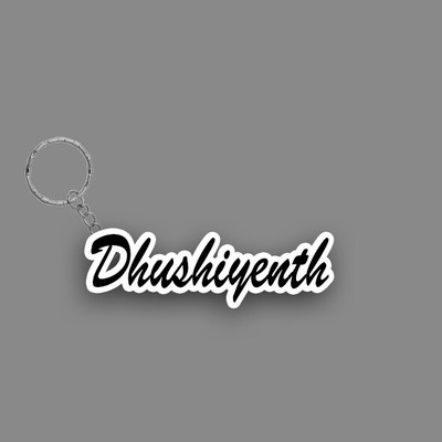 SY Gifts SYG Dhushiyenth Name Keychain White And Black Key Chain