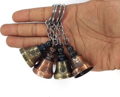 Craftacious 4pc Temple Bell Keychain for Good luck & Charm - Guardian Bell for Bike & Cars Key Chain