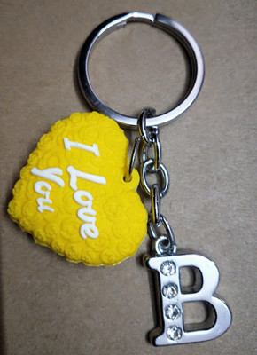 ShopTop Yellow Heart With B Letter Bike Key Chain Key Chain