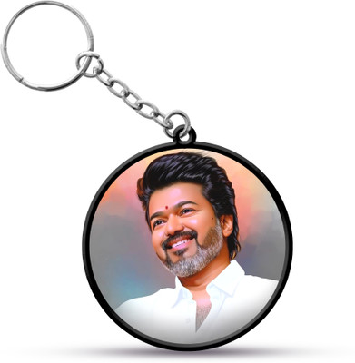 VINODHANA Vijay Keychain / TVK Round Shape Front and back Printed Key Chain