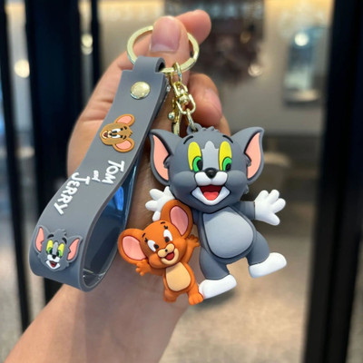 ZQA Premium 3D Silicone Figure Keyrings Tom & Jerry Creative Cartoon Keying_1PC Key Chain