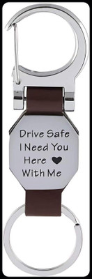 gtrp Trendy-Drive Safe I Need You Here with Me Premium Brown Leather Key Chain