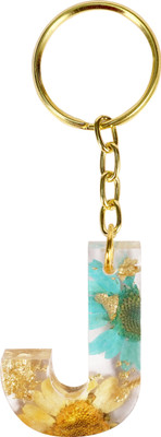 CRAFT STUDIO Blue - Yellow Resin Alphabet J Initial letter keychain for Boys & Girls Key Chain