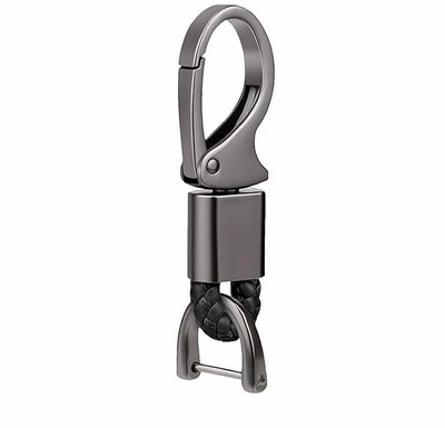 STYLEOBJECTS Foldable Braided Leather Keychain Strap | Zinc Alloy Car Key Ring with Rope Hook Key Chain