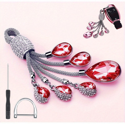 mil9us Diamond Stone Keychain for Women, Carabiner Key Ring Keychain for Car Key Cover Key Chain