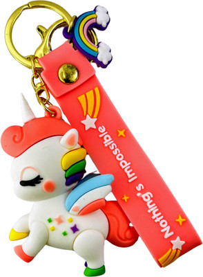 Kraft Crate Unicorn Keychain - Cute 3D Rubber KeyChain | Ideal for Bags, Pouches & Gifting | Key Chain