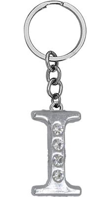 AFH Initial Alphabet Letter I Silver Keychain for Men and Women Key Chain