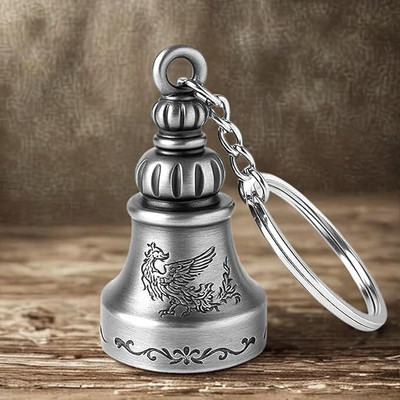 RHINETOYS Silver Bell KeyChain for Bike and Car | Tibetan Key Chain | Good Luck Key Chain