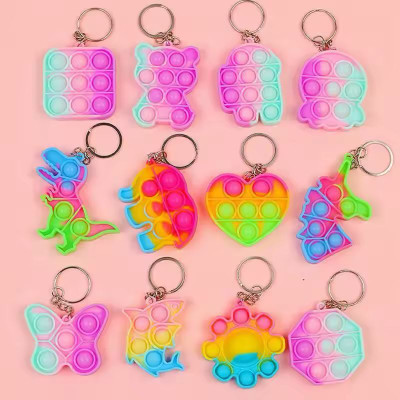 Radhya Accessories 3 Pcs Funky Fidget Pop it Reusable Keyring for Kids & Adults Pop it Theme Key Chain