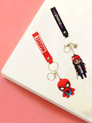 Shine N Sober Silicon Spiderman & Unique Jack Sparrow Keychain (Pack of 2) Key Chain
