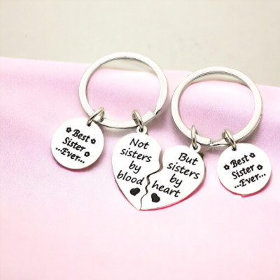 Shiv Jagdamba 2pcs Sister Heart Shape Keychain Best Sister Ever- Not Sister by Blood KeyShiv42 Key Chain