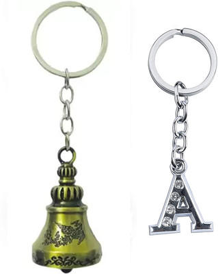 Newview Tibetan Bell Keychain with A alphabet Key Chain