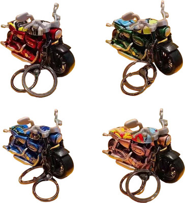 WHITE POPCORN BIKE KEYCHAINS WITH BAGCHARM (RANDOM BIKE WILL BE PROVIDED) PACK OF 1 Key Chain