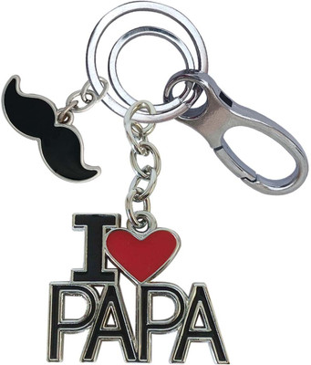 SHOKY LOOKS Premium Quality I Love Papa With Mustache Locking Lock Key Chain