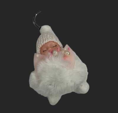SHRI JI Cute Sleeping Baby Doll Keychain Keyring WHITE Key Chain