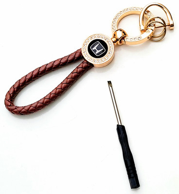 ADOREAL Honda Keychain And Keyring Brown Rope Golden Ring Key Chain
