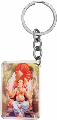M Men Style Religious Lord Shri Ganesha/Ganpati Keyring Keychain Orange SKey2025255 Key Chain