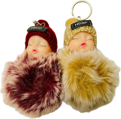 GKM Cute Sleeping Baby Theme doll combo set keychain for cars/bikes Key Chain