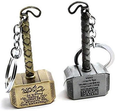 MAG BEE THOR Hammer (Mjollnir Gold & Silver) Combo Pack Of 2 Keyring Key Chain