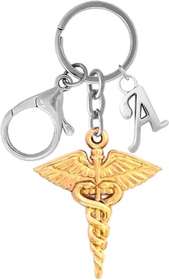 MGP FASHION Golden Doctor Symbol Pendant Keyring Gift For Family Friend Stone Alphabet A Key Chain