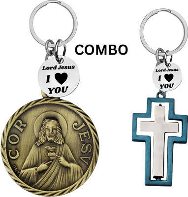 The Men Gift Lord Jesus Keychain Combo– Sacred Heart Religious Keyring Set ShivkeyCom624-678 Key Chain