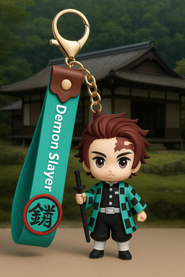World Gift Mart Demon Slayer Tanjiro keychain| Cartoon Character Bag Charm | Cute PVC Keyring Key Chain