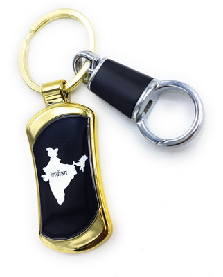 Jdp Novelty Premium Quality Metal Keychain of INDIA's Map Black Gold Colour Key Chain