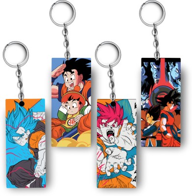 Replix Premium (Pack of 4) Goku 1 Anime Printed Keychain For Bike, Scooty, Car Key Chain