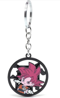 HappierYou Dragon Ball Z Goku Super Saiyan Red/Pink Revolving/Spinning Keychain Key Chain