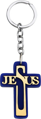 BLESSINGS Jesus Acrylic Blue Cross Key Chain