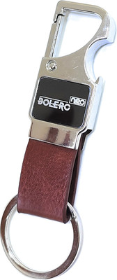 Jdp Novelty Metal Leather Opner Keychain for Bolero Car. Brown Colour Key Chain