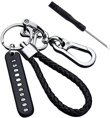 Wallsenterprise Anti-Lost Car Keychain With Phone Number Tag Metal Keychain Double Pendant Key Chain