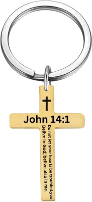 Sullery Bible Verse Keychain Christian Cross Gold John 14:1 SulleryKey202580 Key Chain