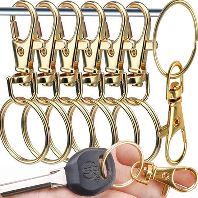 DIY Crafts 1x, Gold Lobster Claw Clasps Findings Rings for Keychain Lanyard Hanging Key Chain