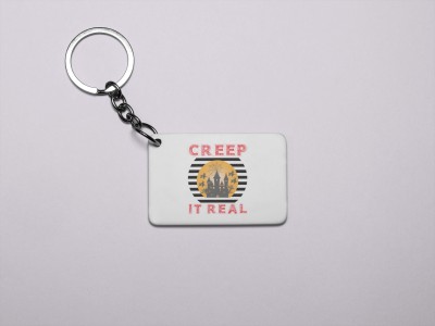 Rushaan Creep It Real Red Text -Haunted House -Printed acrylic Keychain(Pack Of 2) Key Chain