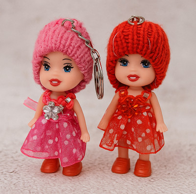 Zoom Crafts Mini Cute Doll Keychain for Girls–Pack of 2 |Toy for School Bags & Return Gifts Key Chain