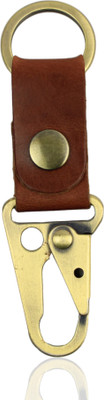 TANSTITCH Full Grain Leather Keychain | Metal Fittings| Brass Finish Key Chain Key Chain
