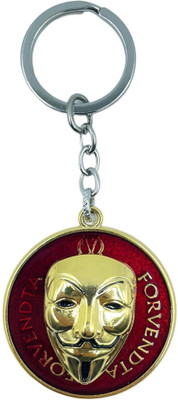 HappierYou V for Vendetta Face Mask Revolving Metal Keychain Vendetta Face Moving Keychain Key Chain