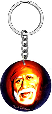 AFH Shardi Sai Baba Red Crystal Acrylic Religious Keychain for Men and Women Key Chain