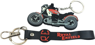 Key Era Set Of 2 Royal Enfield Dual Side Rubber Bike Key Chain