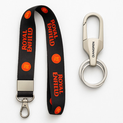 RambhaSelect Metal Keychain with Stylish Printed Lanyard Combo | Gift for Men & Bikers Key Chain