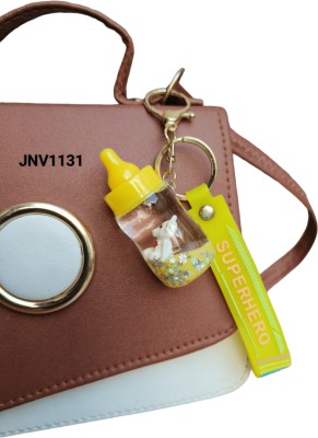 JNV Creative Floating Quicksand | Liquid Milk Bottle Keychain with Pendant (Yellow) Key Chain