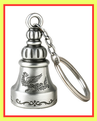 Wonderwhimzy Tibetan Bell Keychain Temple Bell Keychain Metal Guardian bell Key Chain White Key Chain